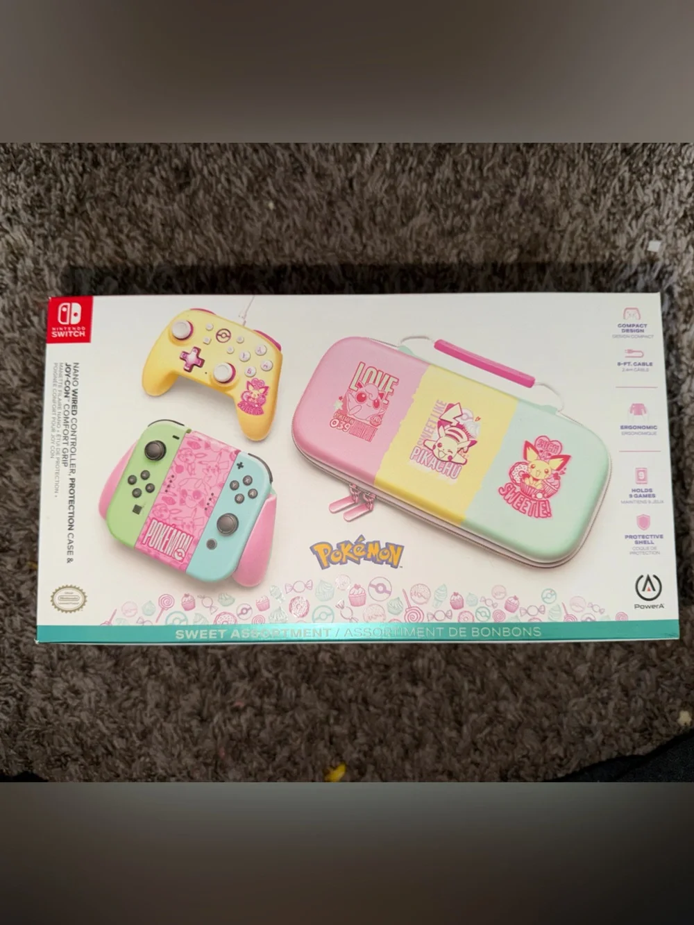 PowerA Pokémon Pastel Sweet Pikachu Switch Case, Joycon & Wired Controller Set